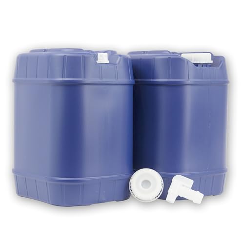 5-Gallon Stackable Water Storage Containers, 5 Gallons Each w/Lids + Spigot, Easy Fill, Survial Supply Emergency Water Storage for Camping and Disaster Preparedness, RV, 20 Gallon (4 Tanks)