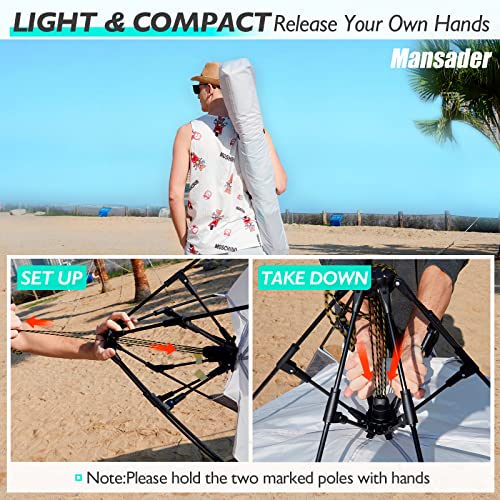 Beach Tent Pop Up Shade, Instant Beach Tents Sun Shelter with UPF 50+ UV Protection, Lightweight & Easy Setup Beach Tent 2-6 Person