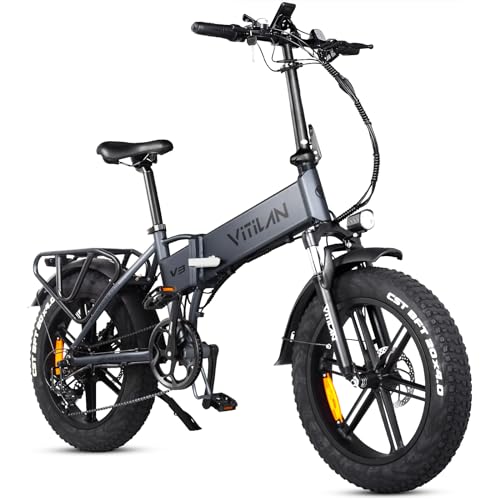 V3 Electric Bike for Adults, Folding Fat Tire Ebike 750W 20” x 4.0
