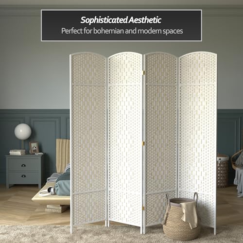 Red Lantern 7 ft. Tall Diamond Weave Dark Beige-6 Panels Room Divider
