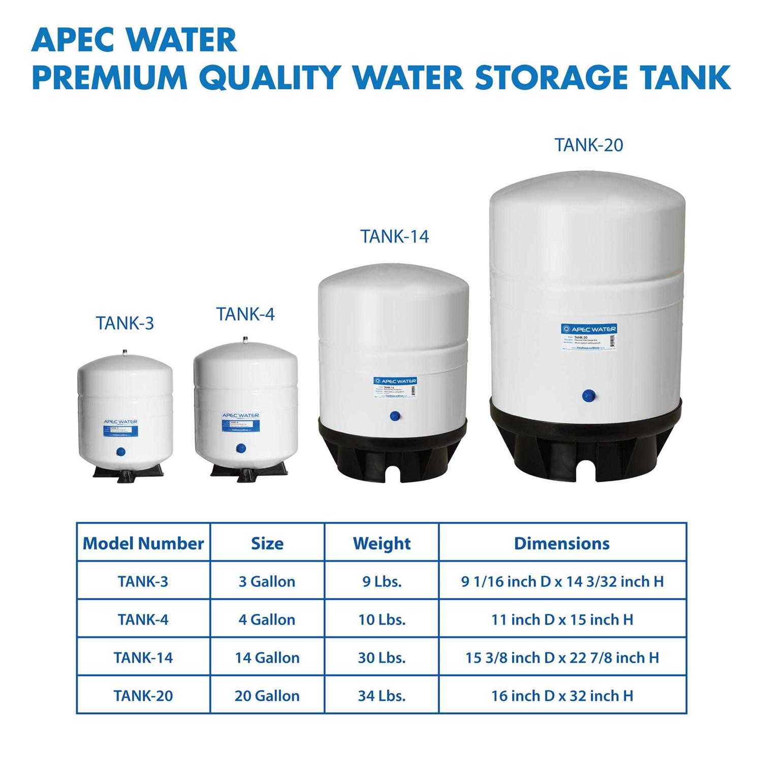 Apec Water Systems Tank-4 4 Gallon Residential Pre-Pressurized Reverse Osmosis Water Storage Tank