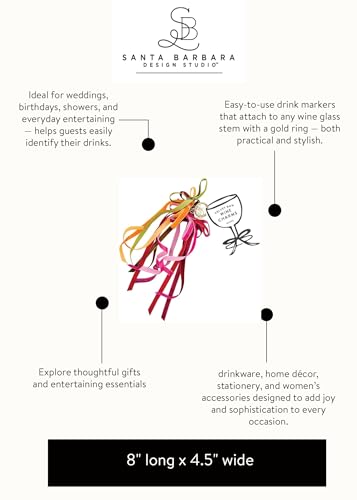 Santa Barbara Design Studio Velvet Bows Wine Glass Cocktail Drink Markers Wine Glass Charms, Set of 6, Moroccan Multicolor