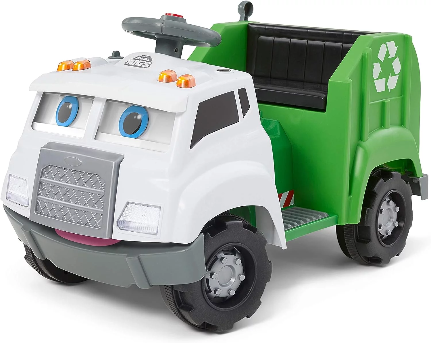 Kid Trax Real Rigs Toddler Recycling Truck Interactive Ride On Toy, Kids Ages 1.5-4 Years, 6 Volt Battery and Charger, Sound Effects, 9 Recycling Accessories Included