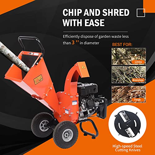 C30 LITE Wood Chipper Shredder Mulcher Heavy Duty 7 HP 212cc Gas Powered 3 Inch Max Capacity 1-Year Warranty After Product Registration