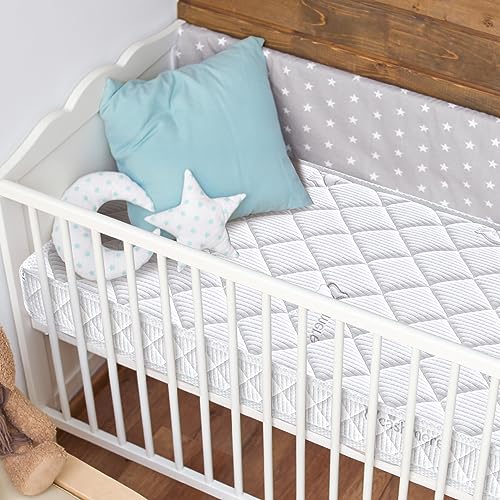 Premium Crib & Toddler Mattress,100% Knitted Fabric, Premium Fleece Surface-Hypoallergenic, 5