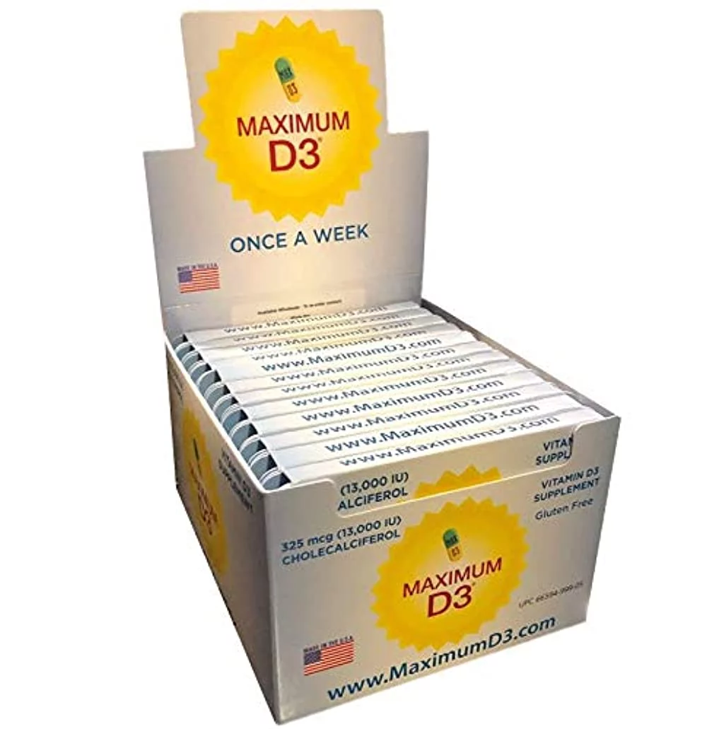 Maximum D3 13,000 IU Box, 60 Capsules Total (1 Box with 12 Cards x 5 Capsules per Card), 60-Weeks Supply