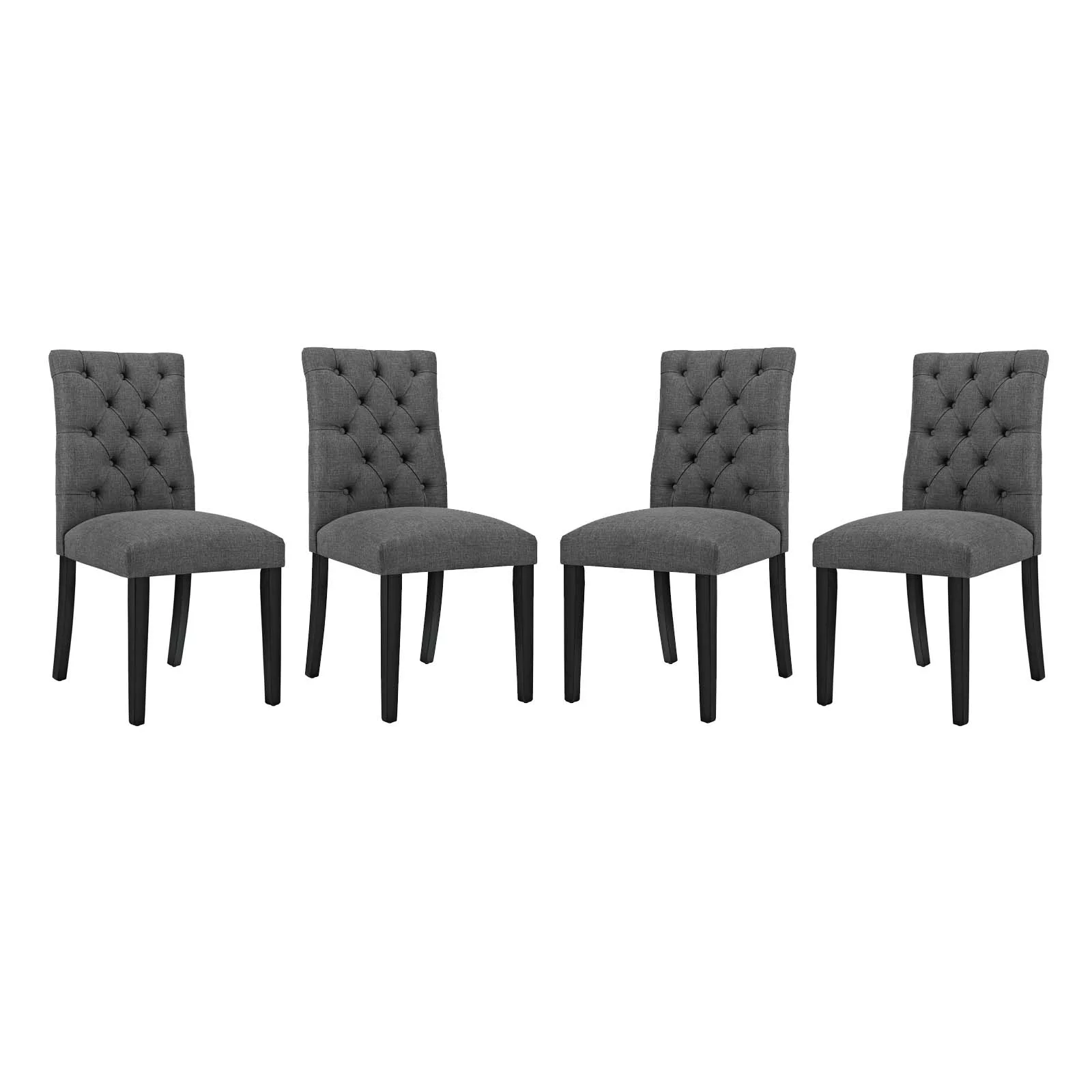 Modway Duchess Dining Chair Fabric Set of 4 in Gray