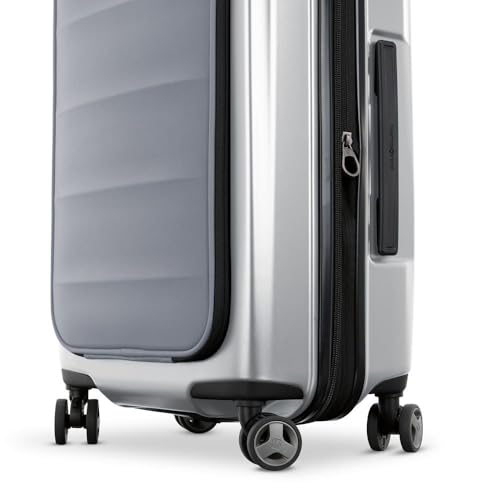 Samsonite Carry-On Pro Front Pocket Hardside Expandable 21-Inch Octiv Luggage: Durable & Impact Resistant, 360° Aero Trac Spinner Wheels, Adjustable Telescopic Handle, TSA Approved Lock - Silver
