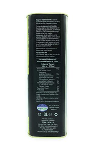 Terra Creta | Award Winning | Kolymvari Estates | 100% Pure Greek Olive Oil | Cold Extracted | Protective Designation of Origin | 3Ltr - (101.4 fl.oz) Tin