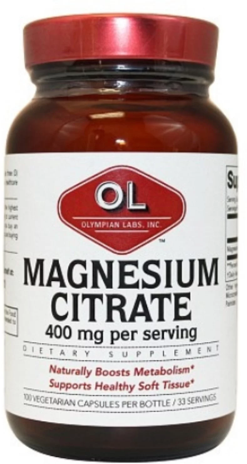3 Pack - Olympian Labs Magnesium Citrate Vegetarian Capsules 400 mg, 100 ea