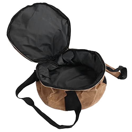 Dutch Oven Storage Bag, Canvas Portable Dutch Oven Liner Pie Iron Storage Bag Cast Iron Skillet Bag Dutch Oven Accessories for Outdoor Camping (Black)