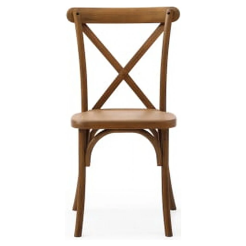 2-Pack Resin X-Back Chair Dining Chair Furniture 2-Pack, Retro Natural Mid Century Chair Modern Farmhouse Cross Back Chair , Natural