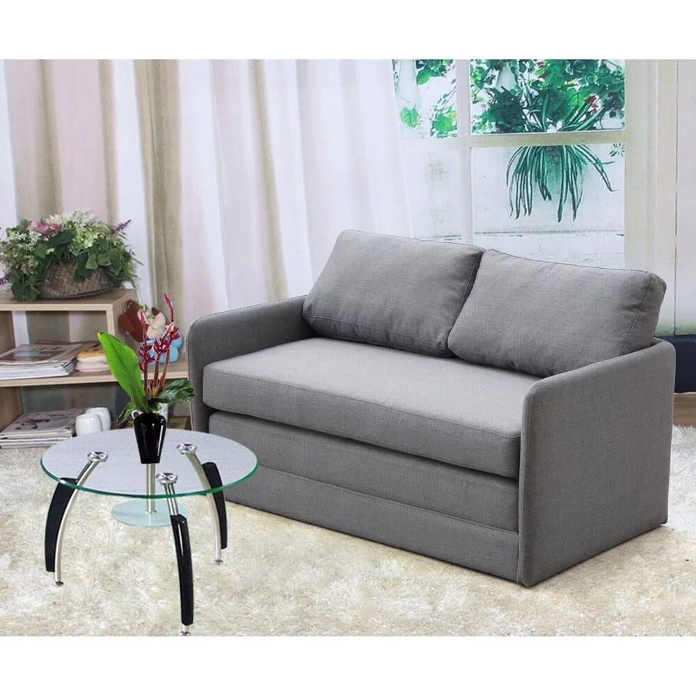 Container Furniture Direct Reversible 5.1 inches Foam Fabric Loveseat and Sofa Bed Brown