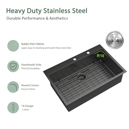 25 Inch Utility Laundry Sink Drop In 16 Gauge Stainless Steel Single Bowl Laundry Room Sink Laundry & Utility Room Kitchen Sinks 25