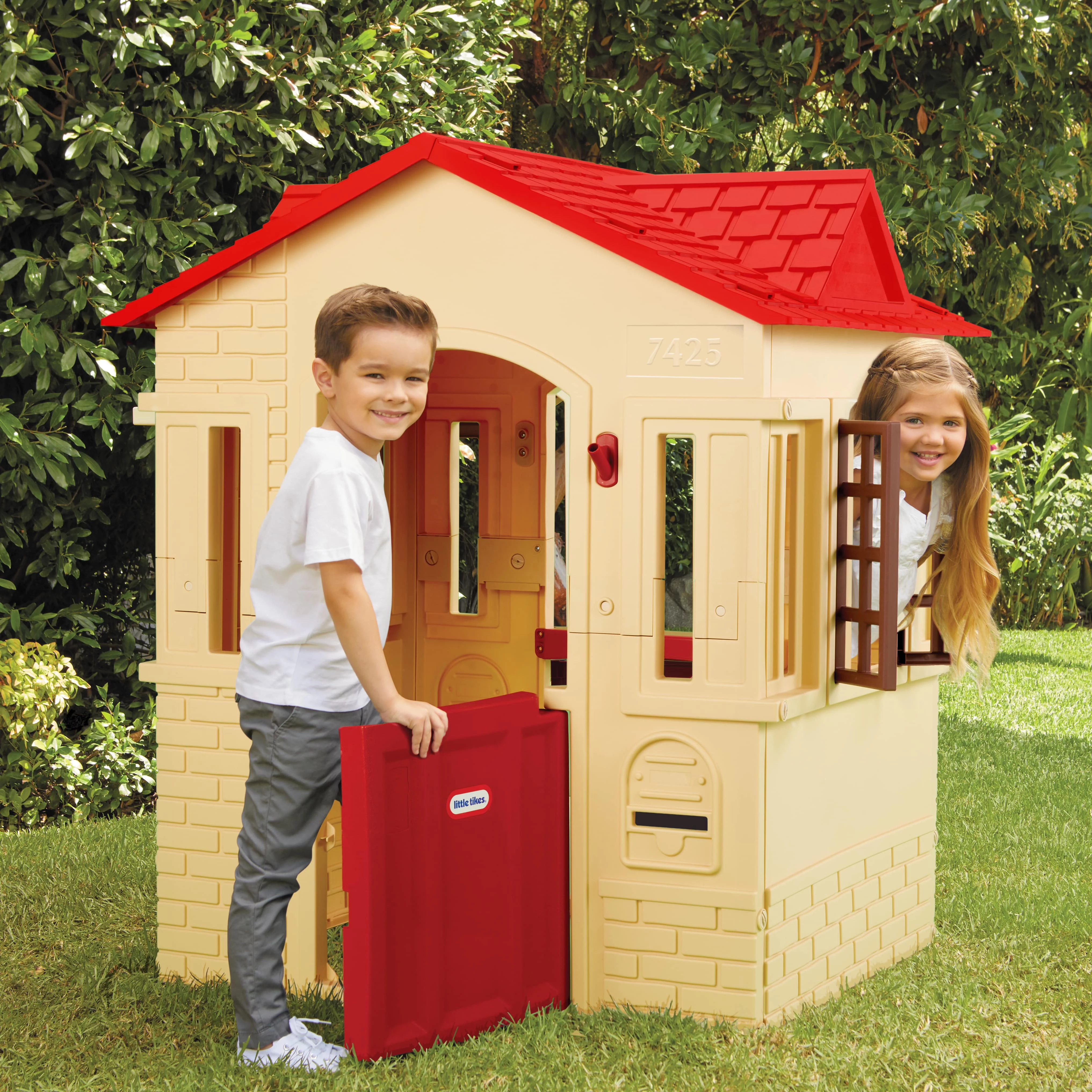 Little Tikes Cape Cottage Playhouse with Working Door, Windows, and Shutters - Tan