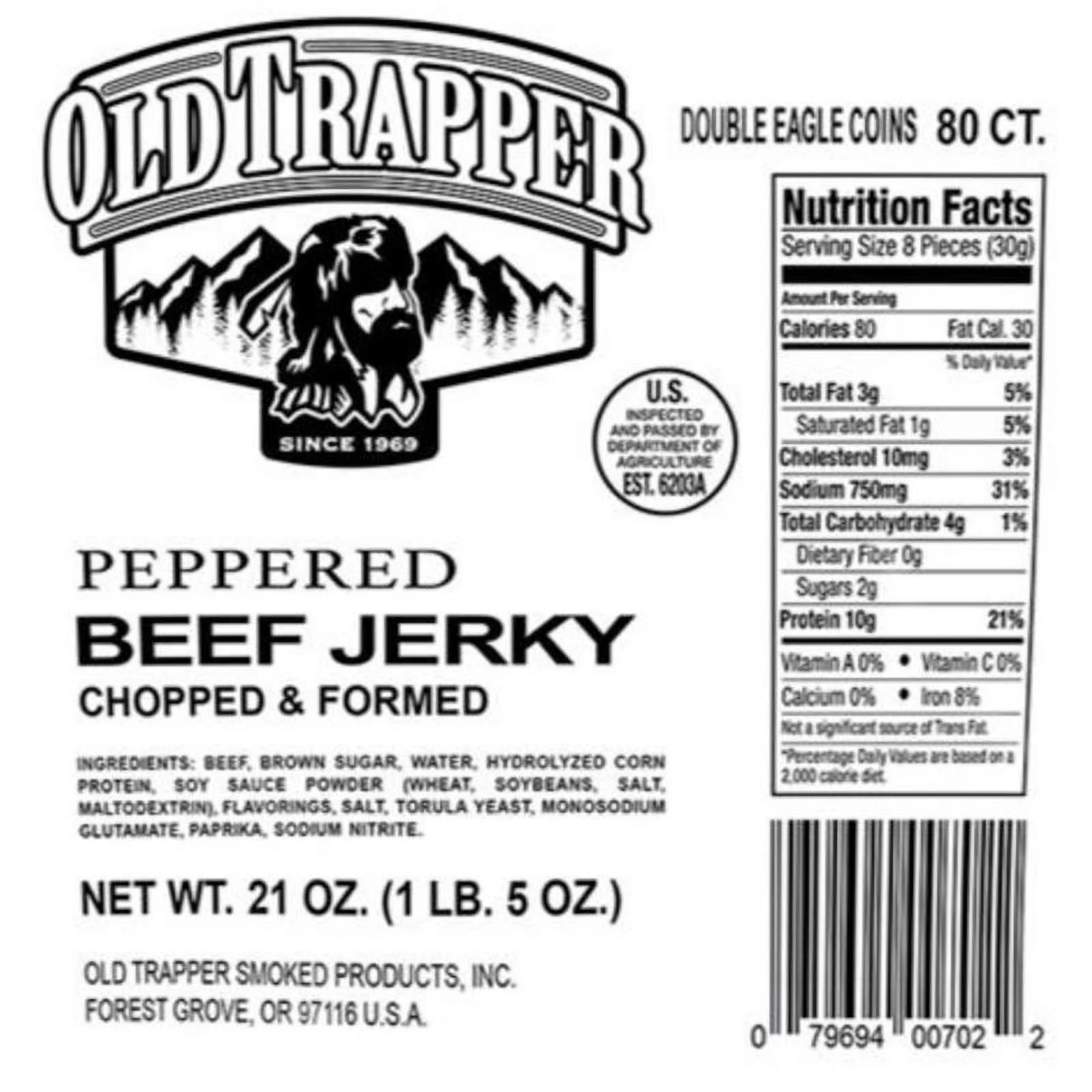 Old Trapper Double Eagle Peppered Beef Jerky 21 oz Pouch