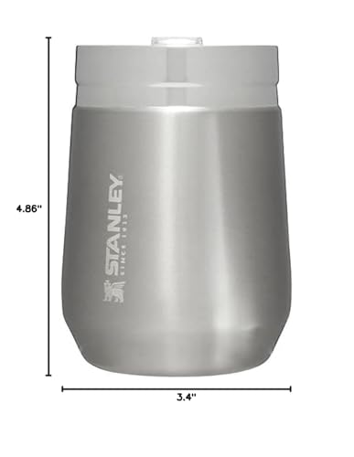 Stanley GO Everyday Wine Tumbler 10 oz | Press Fit Drink Through Lid | Beverage, Coffee, and Cocktail Cup | Insulated Stainless Steel Wine Glass | BPA-Free | Ash