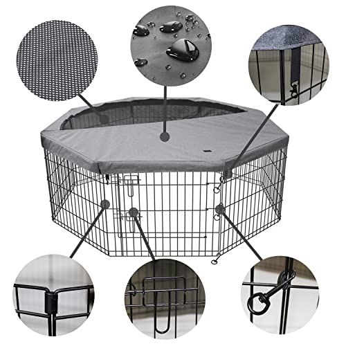 PETIME Foldable Metal Dog Exercise Pen/Pet Puppy Playpen Kennels Yard Fence Indoor/Outdoor 8 Panel 24