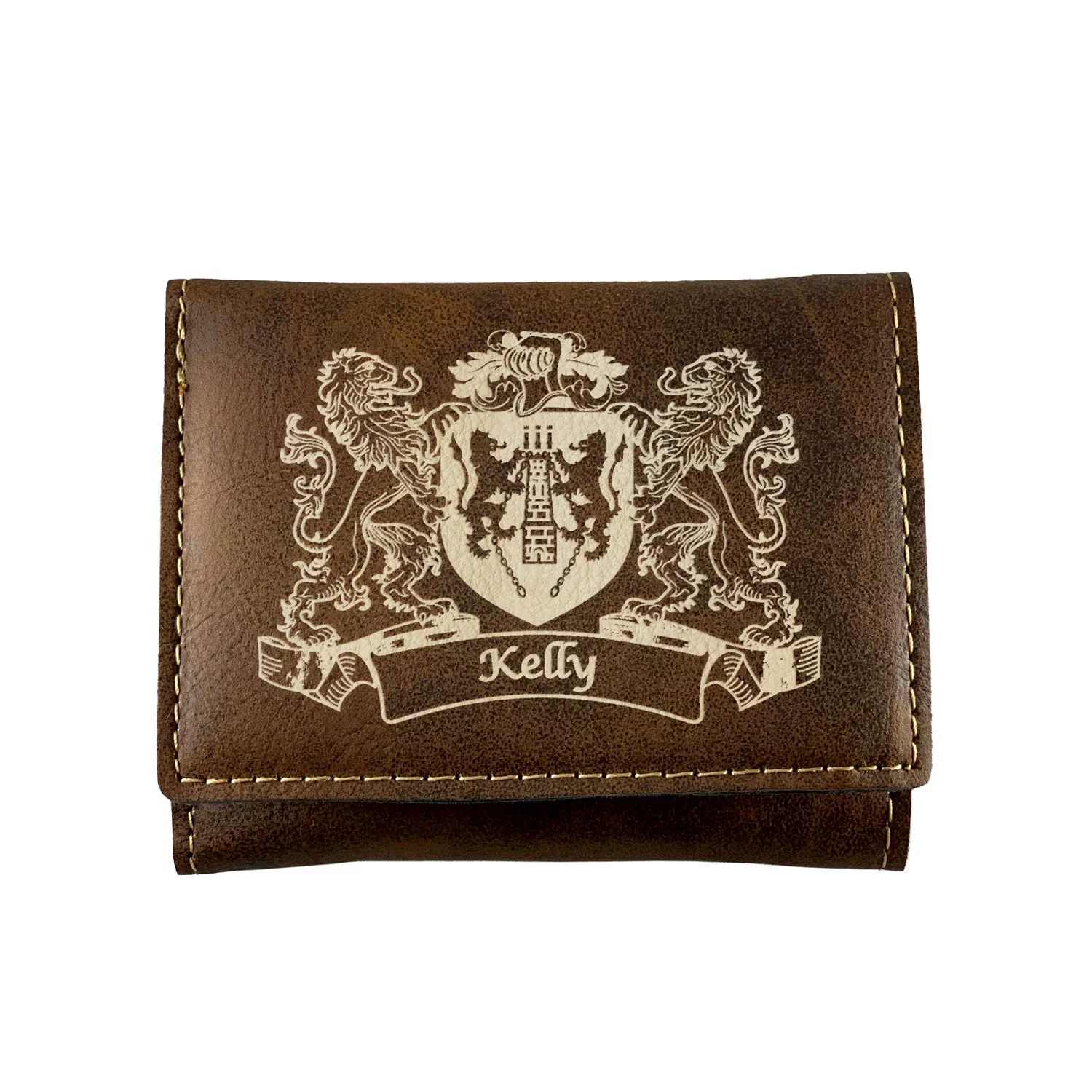 Kelly Irish Coat of Arms Rustic Leather Wallet