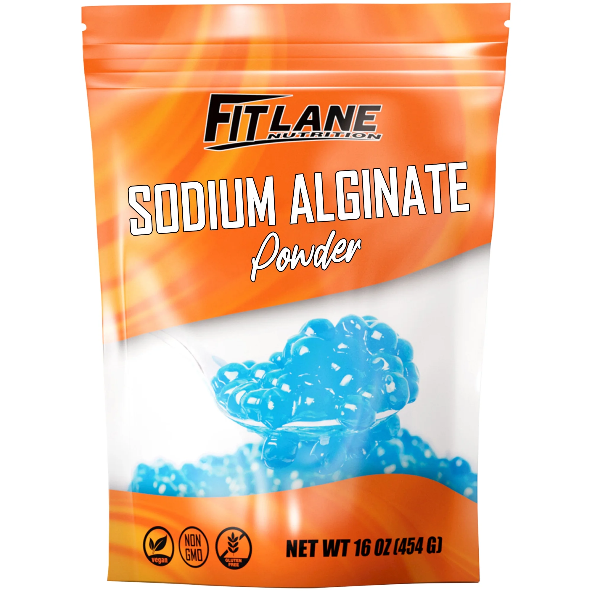 Sodium Alginate Powder 1 lb - Food Grade Pure Bulk Powder for Thickening - by Fit Lane Nutrition