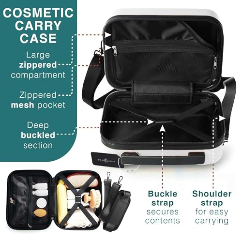 22 Inch Carry On Luggage 22x14x9 Airline Approved, Carry On Suitcase with Wheels, Hard-shell Carry-on Luggage, Durable Luggage Carry-On, Black Small Suitcase with Cosmetic Case