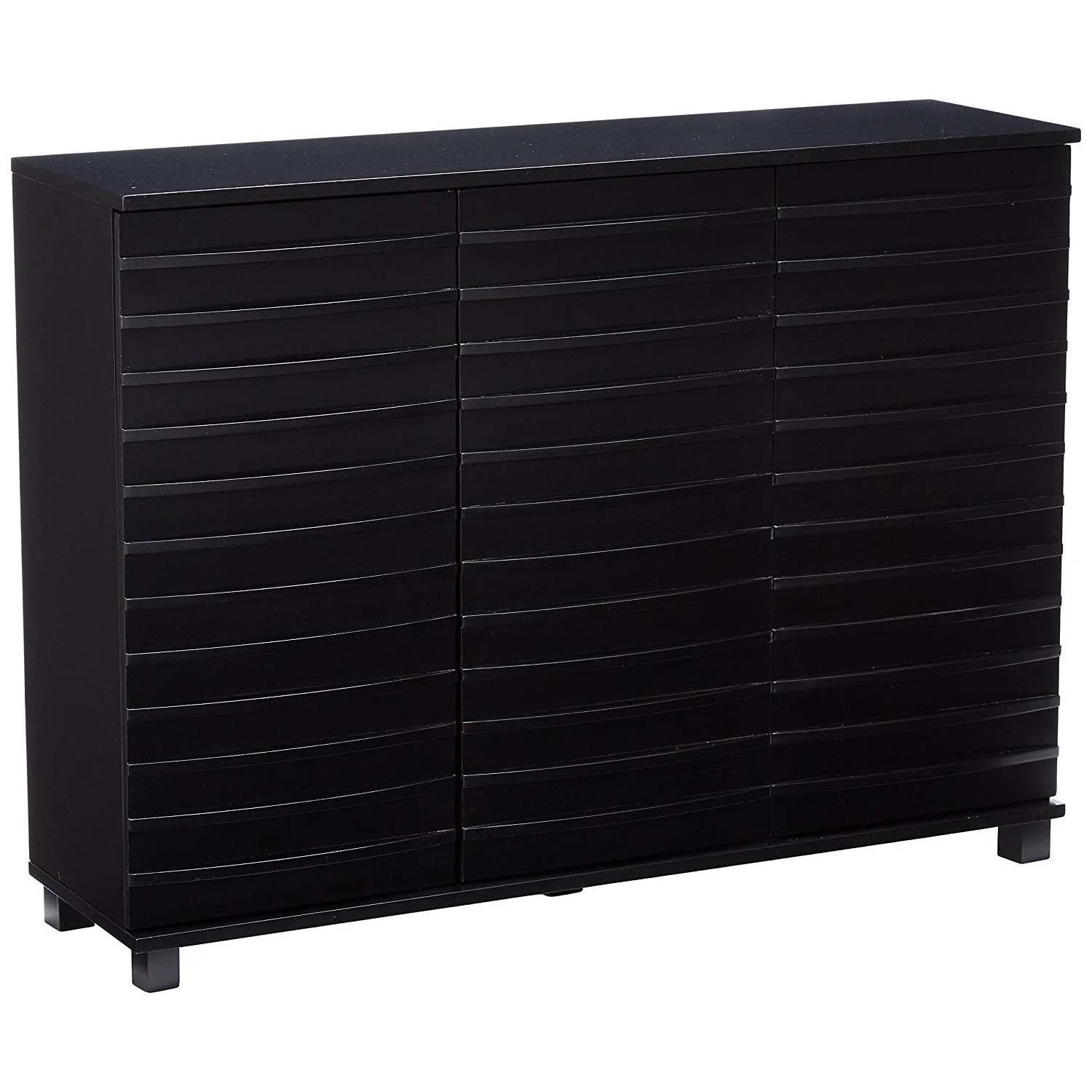 Kings Brand Furniture Wood Wave Design Buffet Table with Spacious Storage, Black