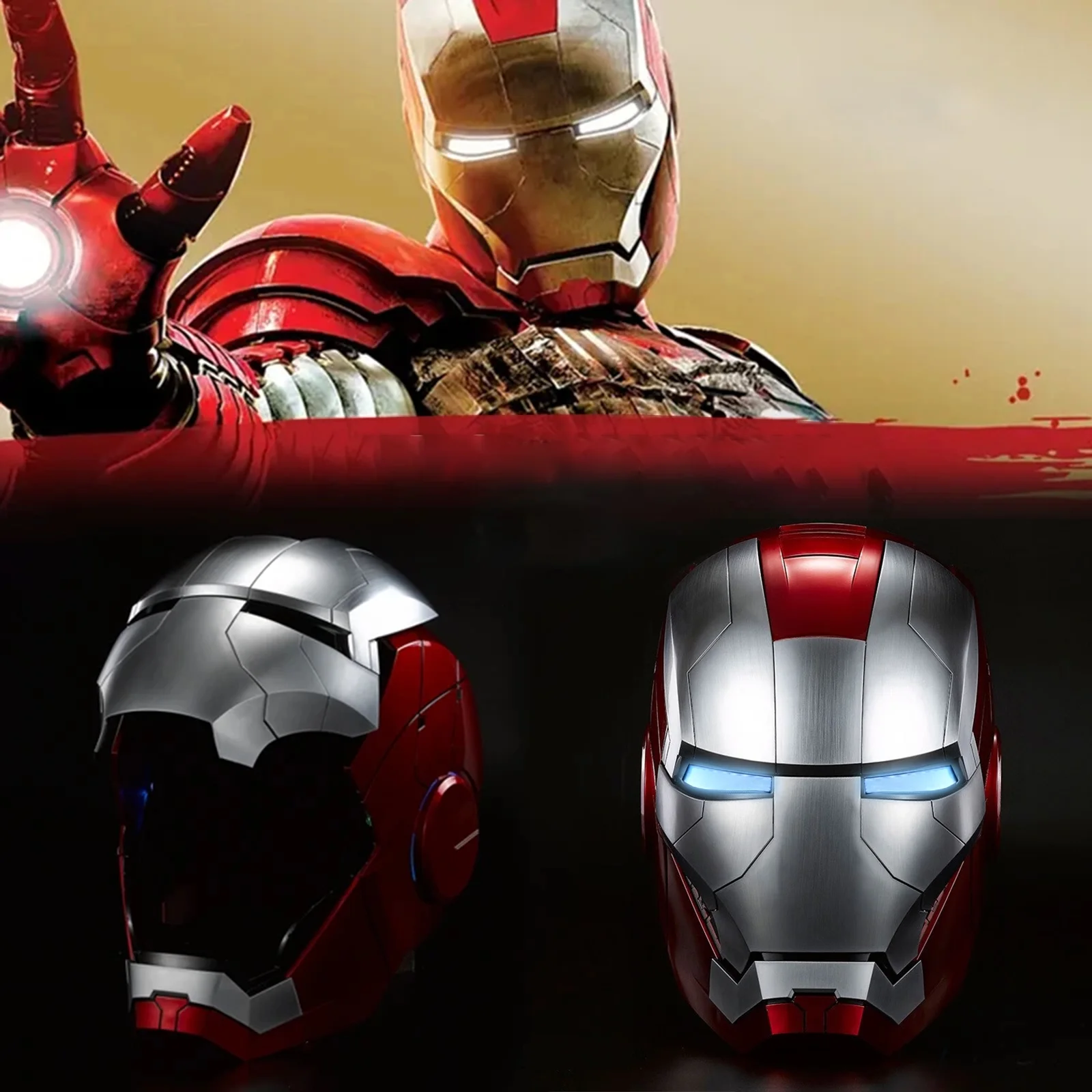 Farontor Iron Man Helmet Electronic Mark 5 Helmet Wearable Iron-man Mask with Sounds & LED Eyes 1:1 Model
