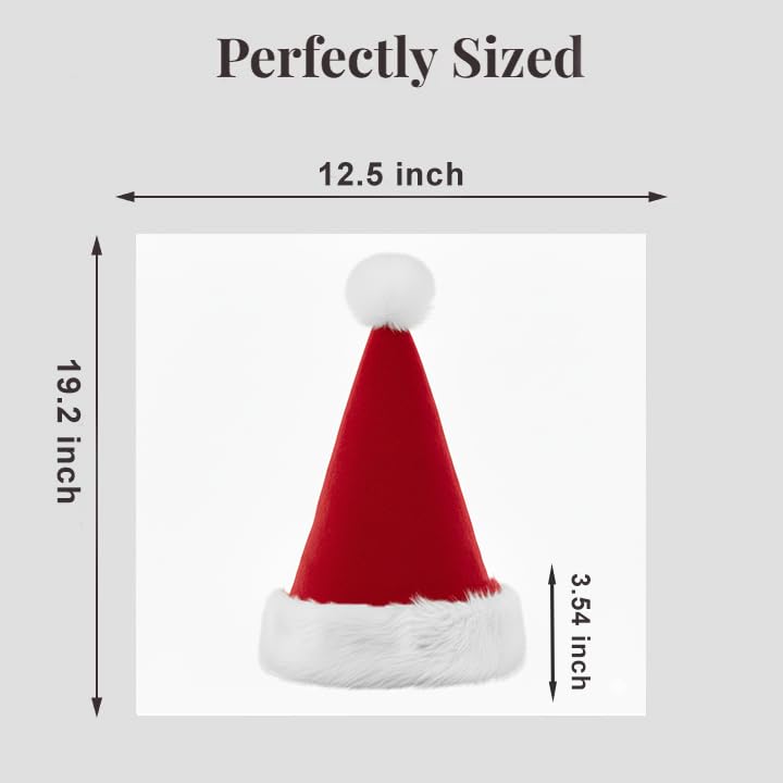 AOGU 4 Pack Plush Santa Hat Confortable Velvet Red Christmas Hat for Christmas Party Favors Fit for Adults and Kids
