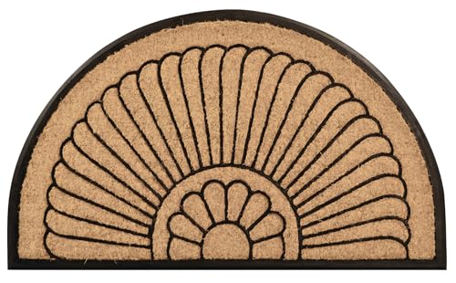 Notrax All Weather Rubber-Backed Natural Coco Coir Half Circle Door Mat – 24