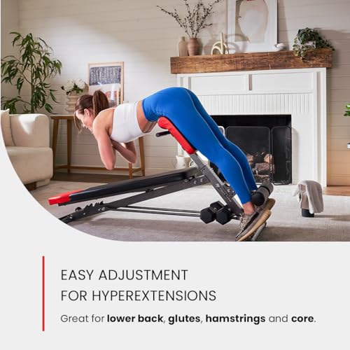 Finer Form Multi-Functional Weight Bench for Full All-in-One Body Workout – Versatile Adjustable Workout Bench for Home Gym. Fitness equipment perfect for Back HyperExtension, Bench Press, Roman Chair Exercise, Sit up. Adjusts to Decline or Flat Benc