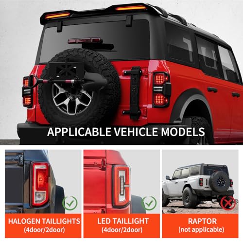 A Pair LED taillights for Ford bronco 2021-2025 taillight assembly, a pair of red lens taillight assemblies, Ford bronco 2021, 2022, 2023, 2025 models(2PCS) (A Pair-A)