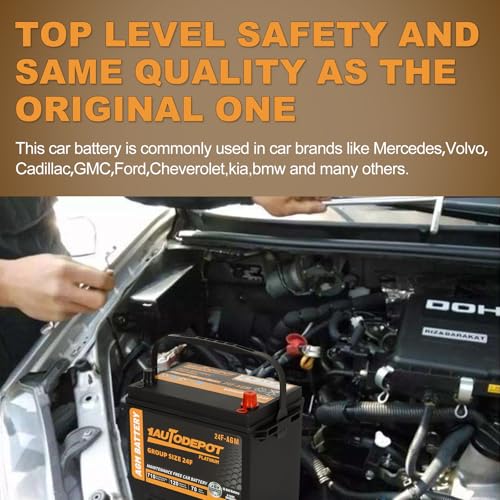 BCI Group 24F Car Battery, 12V 70Ah Automotive Battery Premium Maintenance Free AGM Batteries, 710CCA, 120RC, 36 Months Warranty