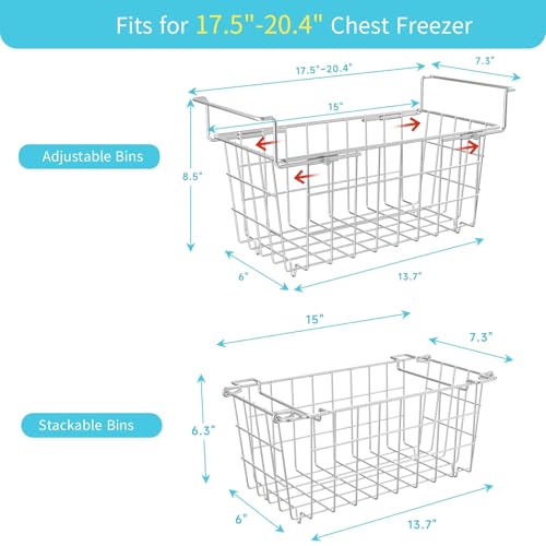 Stackable Freezer Organizer - Expandable Bin*1 + Stackable Bins*2 for Chest & Upright Freezers