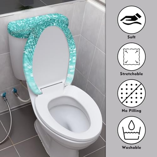 Christmas Bow Bell Toilet Tank Lid Cover and Toilet Seat Lid Cover 2 Pcs Set Toilets Covers with Elastic Cloth Fits Most Toilets Tanks & Lids