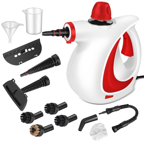 Handheld Pressurized Steam Cleaner with 12 pcs Accessories, Portable Steamer for Cleaning, Steam Cleaner for Home Use, Steamer for Cleaning Car, Furniture, Floor, Upholstery, Grout and Tile, Deep Gray