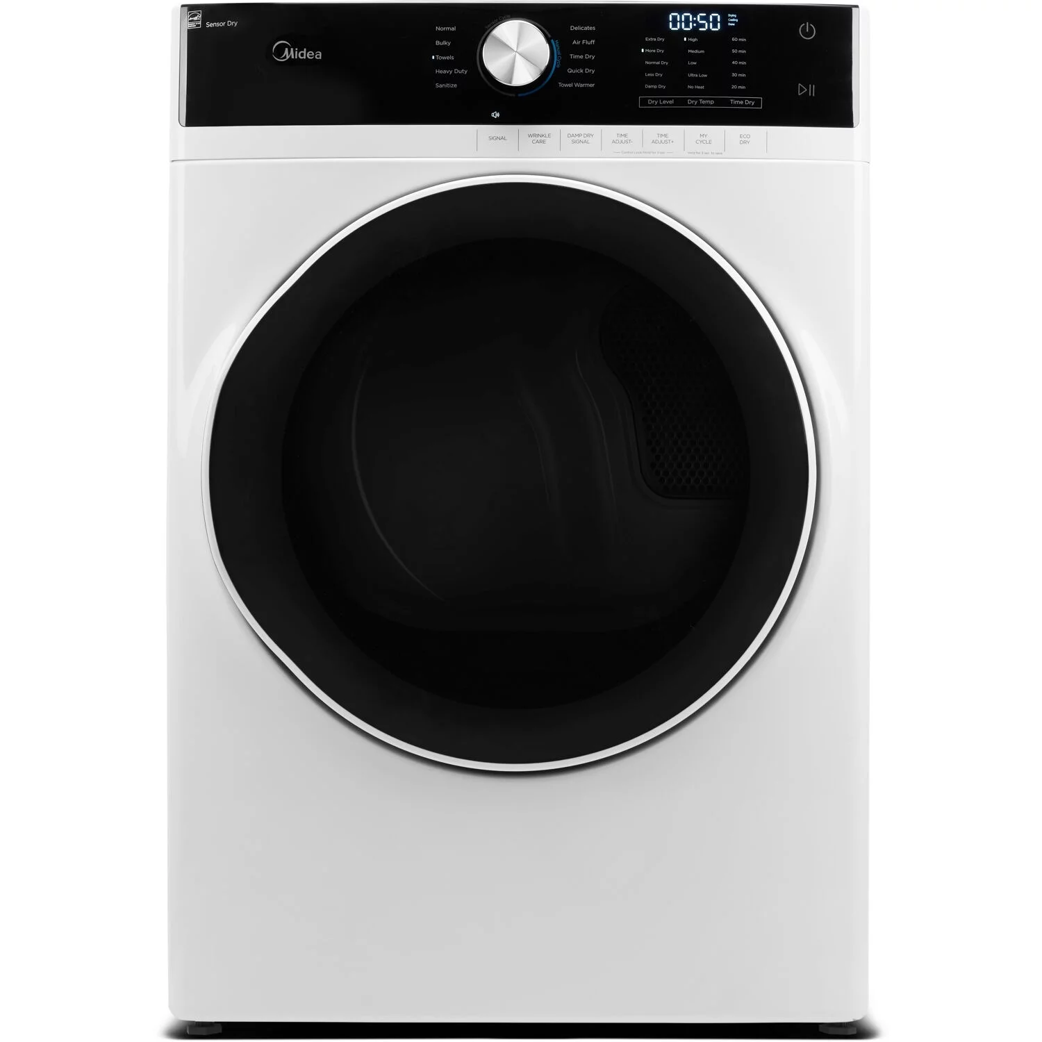 Midea 7.5 Cubic Feet Front Load Gas Dryer, White