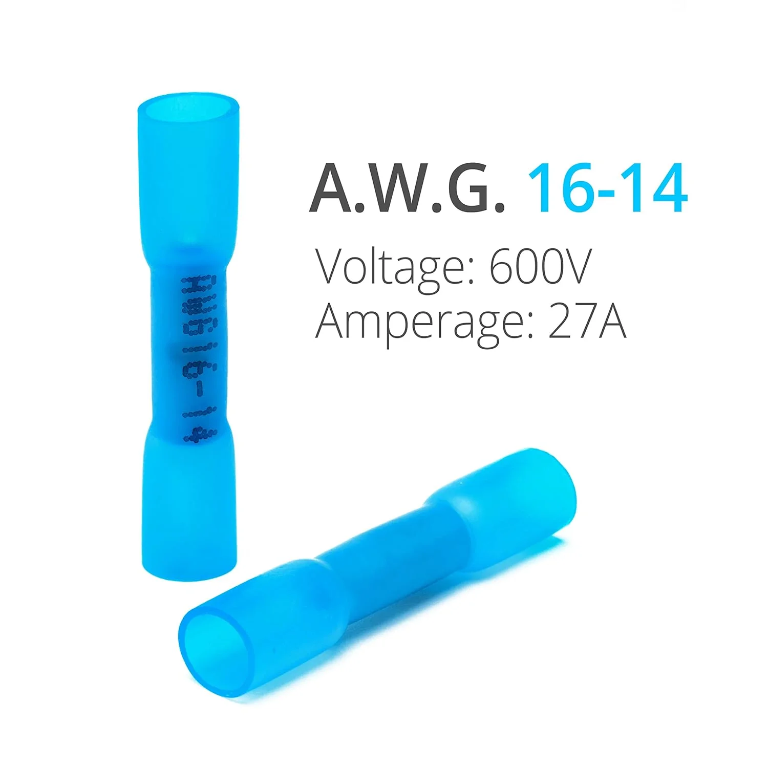Wirefy 150 PCS Heat Shrink Butt Connectors Blue 16-14 AWG - Marine Grade - Wire Butt Splice Connectors - Electrical Waterproof