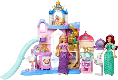 Mattel Disney Princess Pet Castle Playset with 7 Play Areas, 3 Animal Friends, Furniture & 17 Accessories, 2+ ft Tall Pet Palace, Inspired by Movies