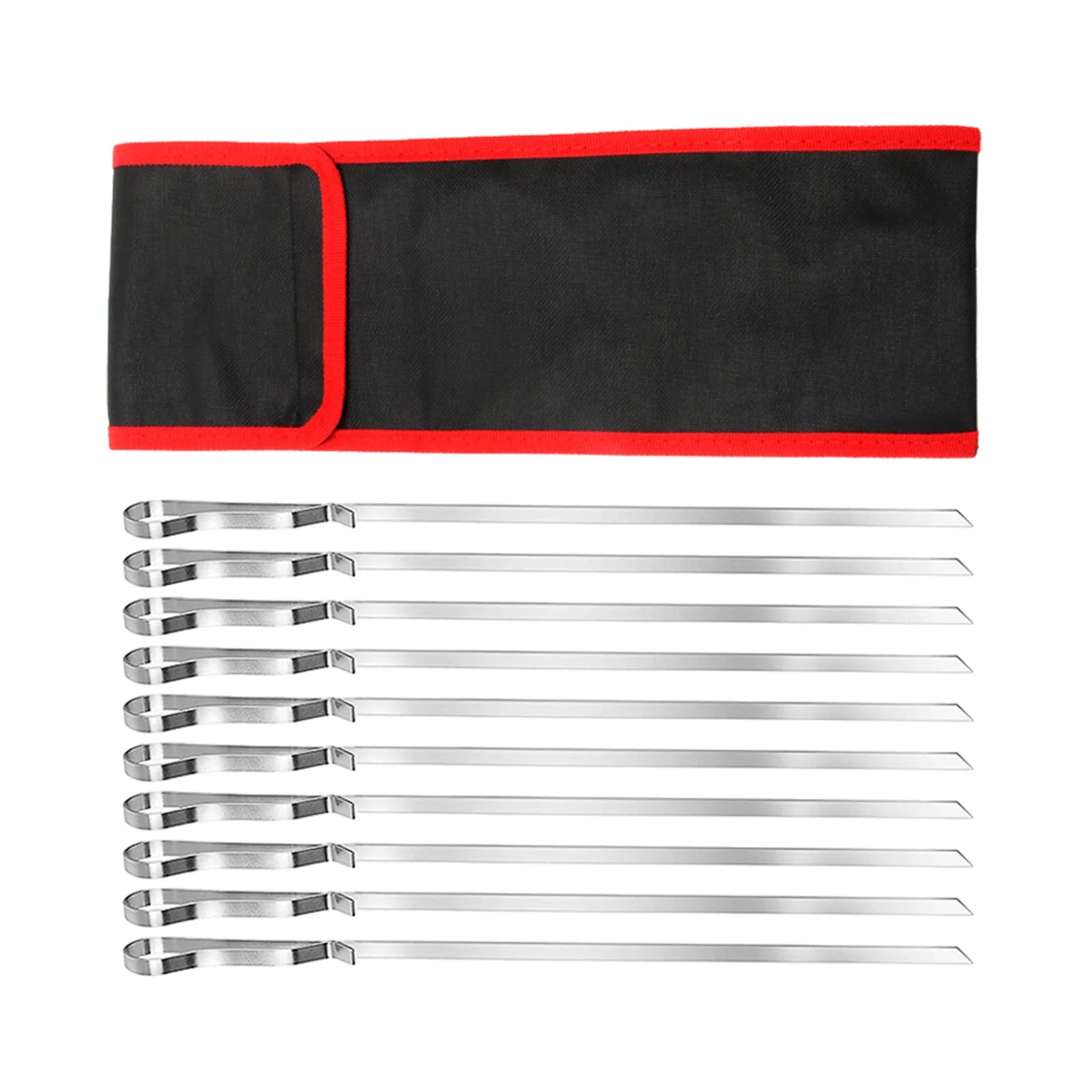 koolsoo 10 Pieces Barbecue Skewer Fork Grill Forks with Cloth Bag Multipurpose Kebob Stick BBQ Skewers for Chicken Onions Steaks Meat