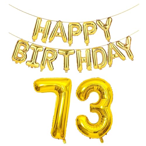 SHUNTAI 75 Balloon Numbers Gold Jumbo Number 57 Foil Mylar Balloons with Happy Birthday Letter Balloons Banner 75th Birthday Decorations for Men Women 75 Years Old Anniversary Party Events Supplies