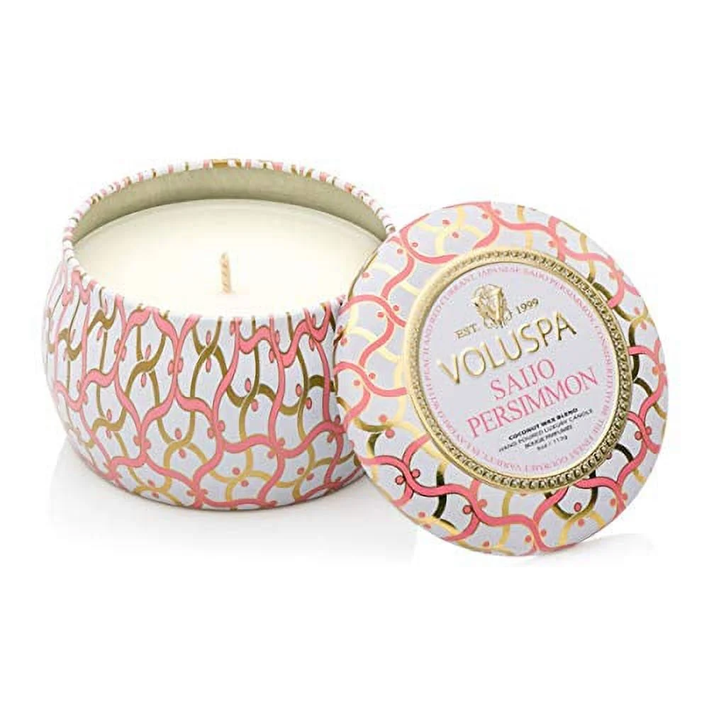 Voluspa 256630 4 oz Mini Tin Candle, Saijo Persimmon