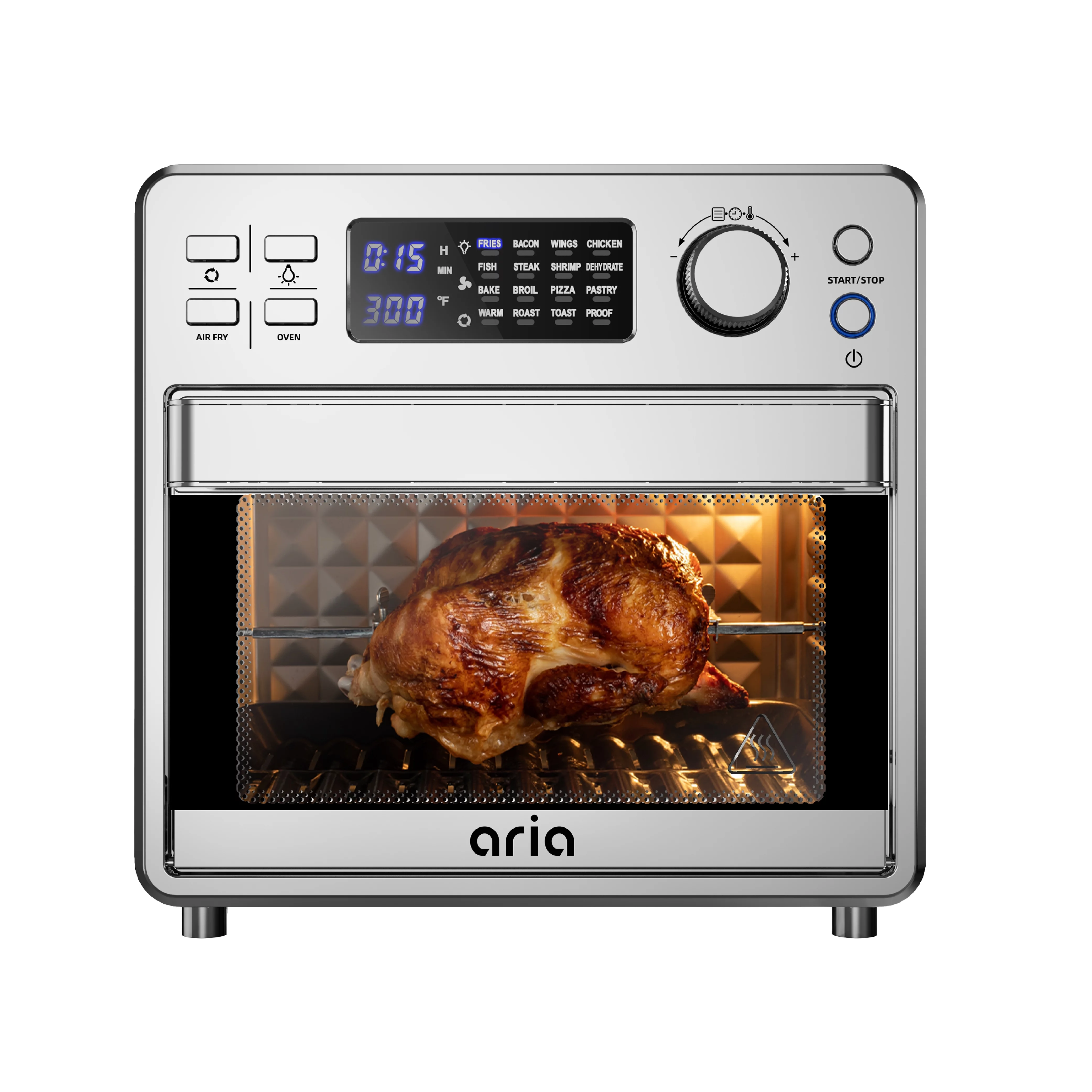 Aria Wave Mini 17QT Air Fryer & Toaster Oven with Accessories and Rotating Rotisserie Feature - Stainless Steel