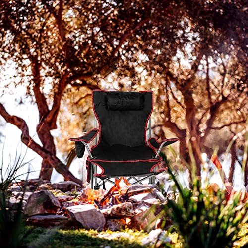YSSOA Removable Footrest Reclining Camping Chair, 1-Pack, Black