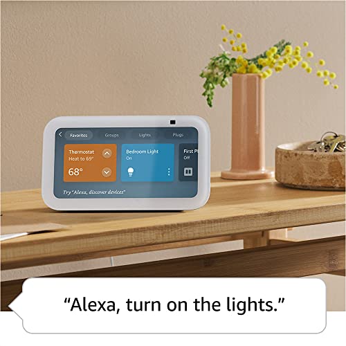 Like-New Amazon Echo Show 5 (newest model), Smart display with 2x the bass and clearer sound, Glacier White