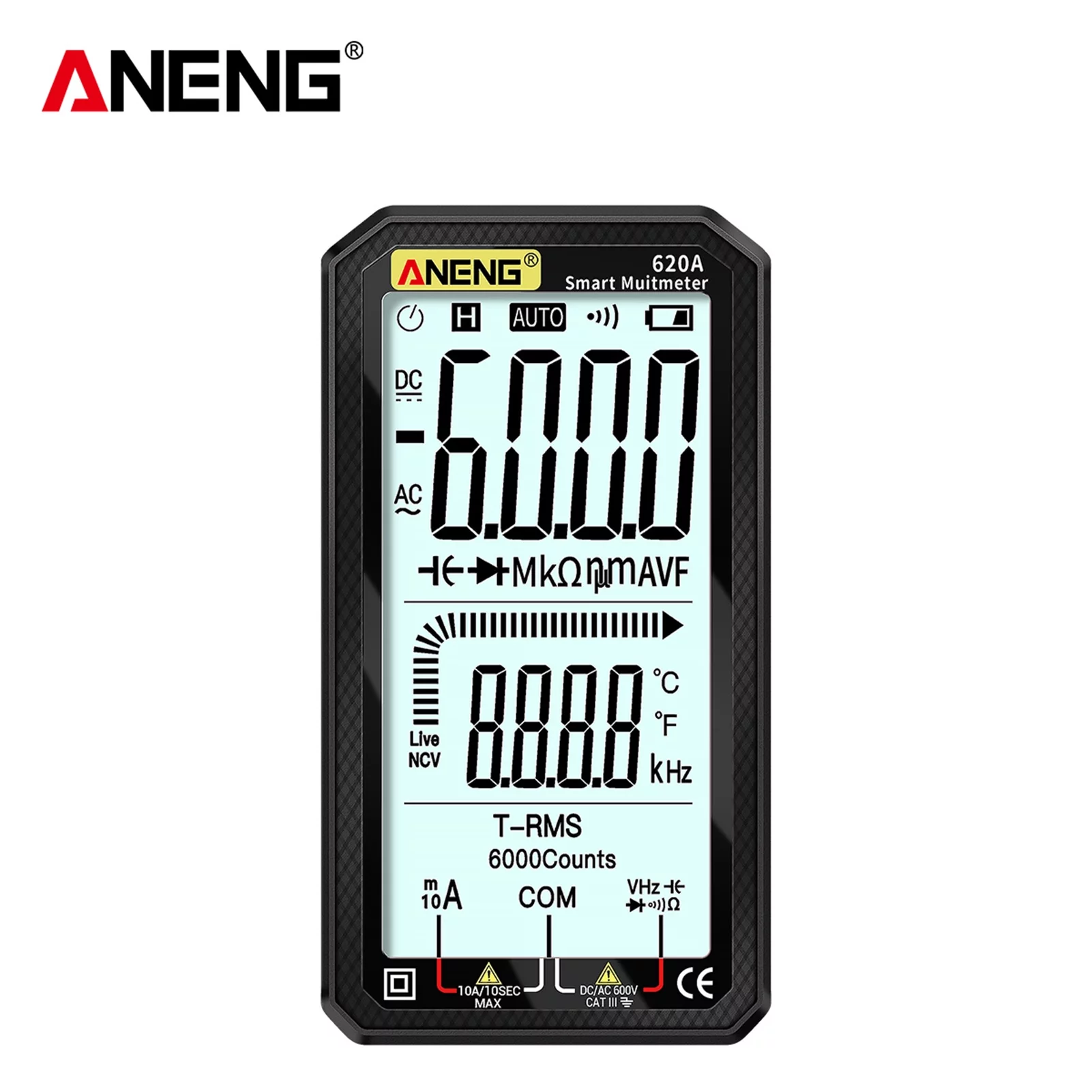 ANENG 4.7-Inch LCD Multimeter Auto-Ranging, True-RMS, and Shockproof Silicone Cover Ideal for Electronics