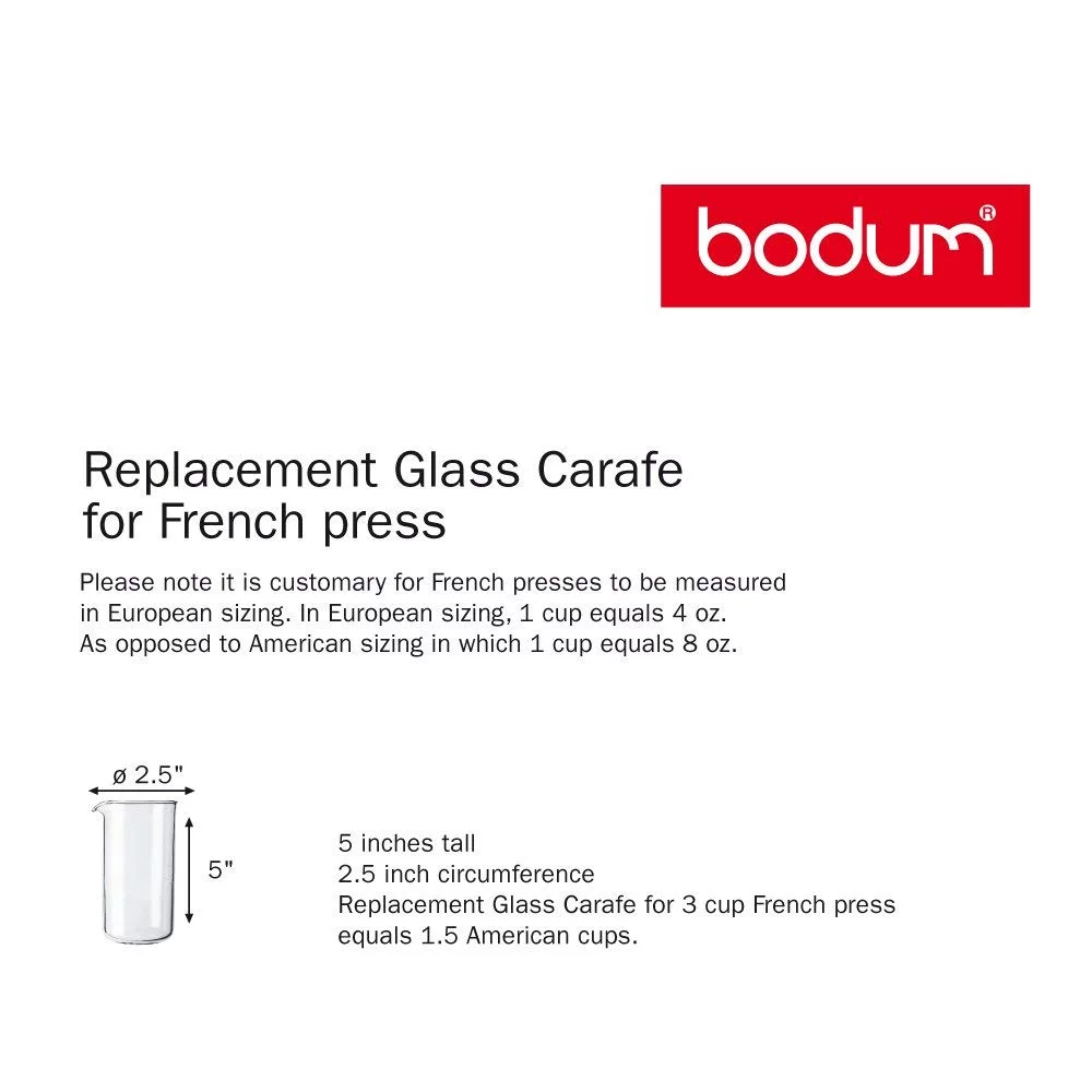 Bodum Spare Glass Carafe for French Press Coffee Maker, 12-Ounce (3 Cup), 12 Oz., Clear