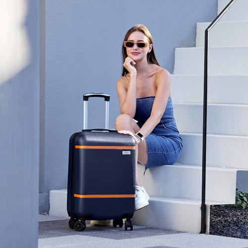 AnyZip Luggage ABS+PC Hardside Lightweight Suitcase with Spinner Wheels TSA Lock, Checked-Large 28-Inch, Cream