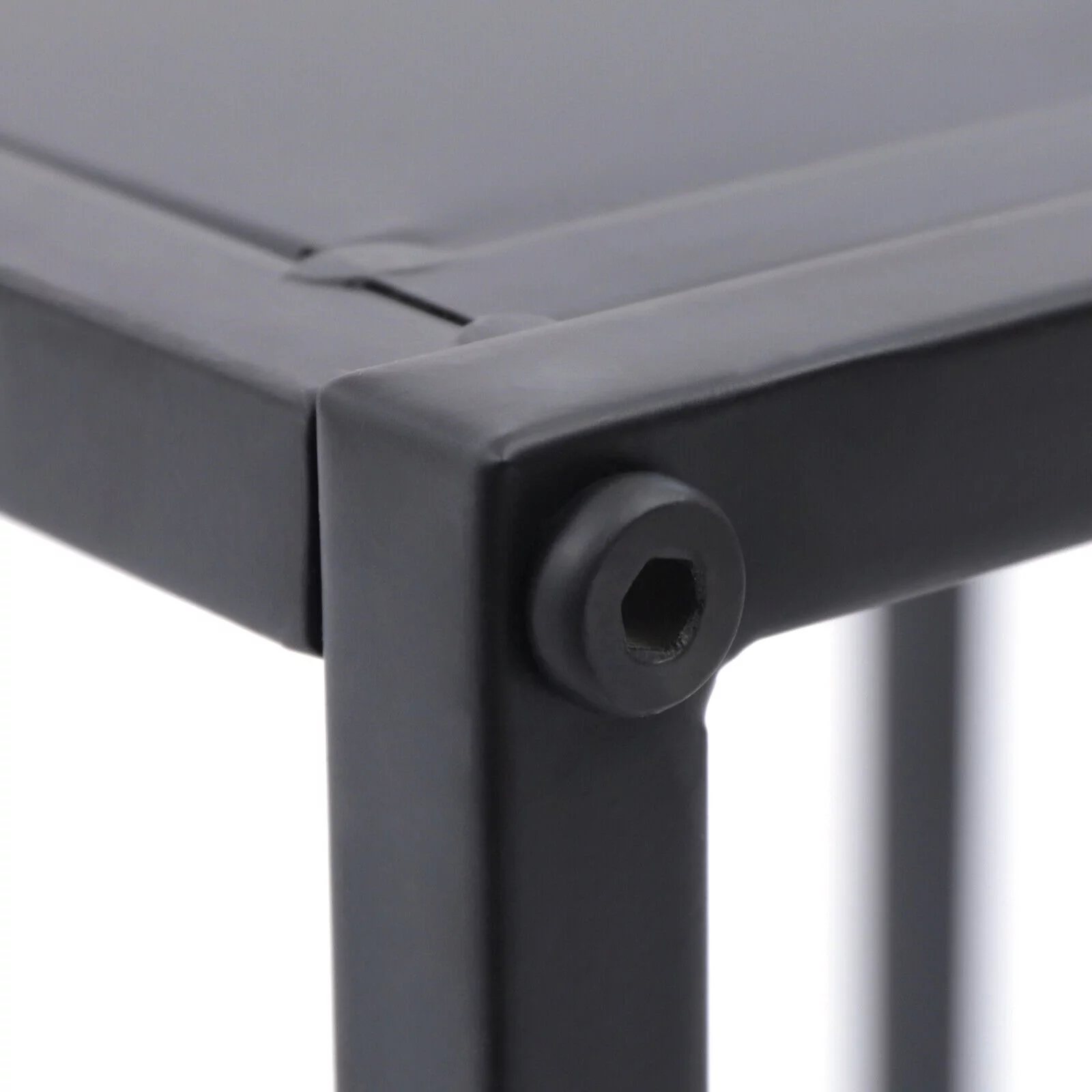 2Pcs Modern Square Metal Coffee Table Side Table End Table Matt Black Home Office