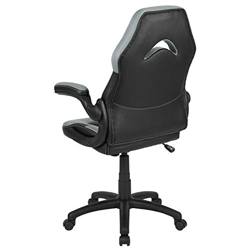 Flash Furniture X10 High-Back LeatherSoft Racing Style Gaming Chair with Flip-Up Arms, Ergonomic Padded Swivel Computer Chair, Blue/Black