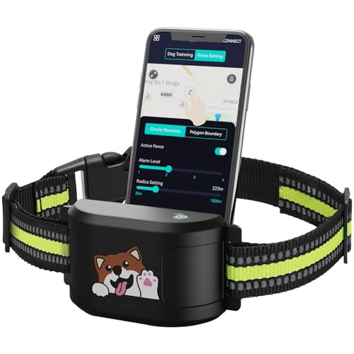 Upgraded GPS Dog Fence & Tracking Collar System - No Subscription Required, Customizable Boundaries via App, Waterproof Rechargeable Collar with Remote Training, 1-Minute Setup, Long Battery Life